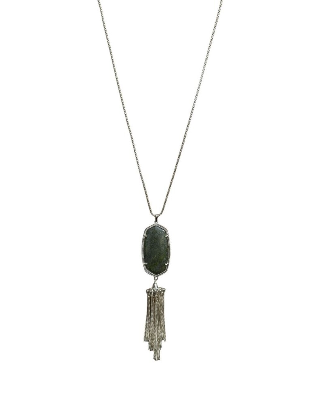 Kendra Scott Rayne Long Gold Necklace With Pyrite Stone & Tassel Pendant - Picture 8 of 13